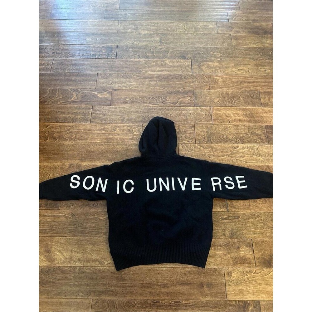 Mo & Co Sonic Universe Wool Blend Crop Top Hoodie Black Small